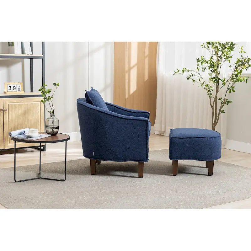 Mid-Century Modern Club Accent Chair with Tufted Back and Round Arms