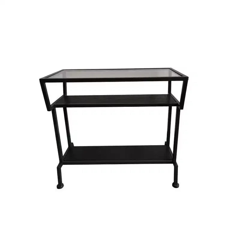 Kings Brand Furniture | Side End Table with Storage Shelves, Black