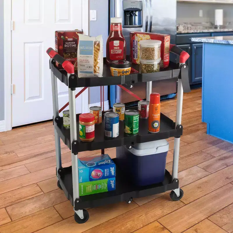 Stalwart Folding Cart with 50lb Capacity Per Shelf