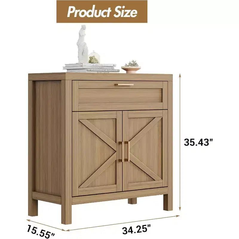 Acekool Buffet Cabinet Sideboard with Storage, 34 Modern Farmhouse Console Table, 2 Doors & Adjustable Shelf for Entryway, Living Room, Kitchen