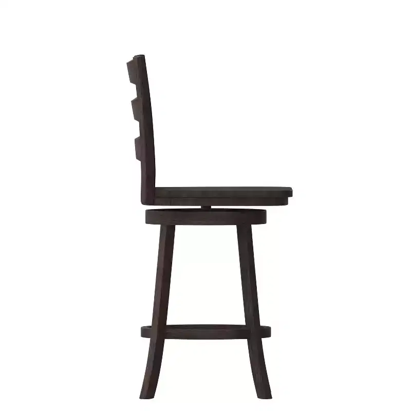 Emma and Oliver Classic Ladderback Counter Height Dining Stool with Wood Seat