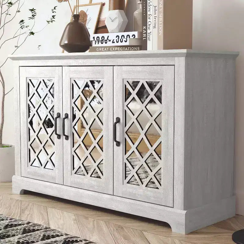 Galano 3-Door Sideboard with Mirrored Cut-Out Storage 45.7 W  15.7 D  29.3 H