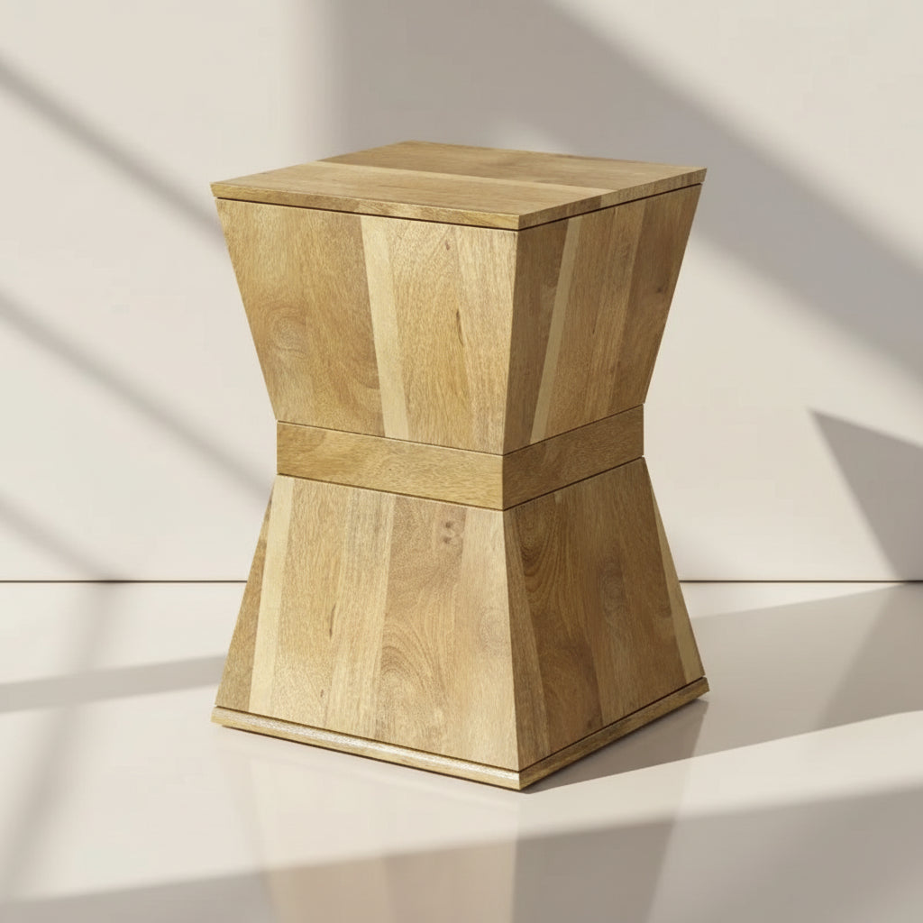 Mango Wood Square Side Table – Natural Finish