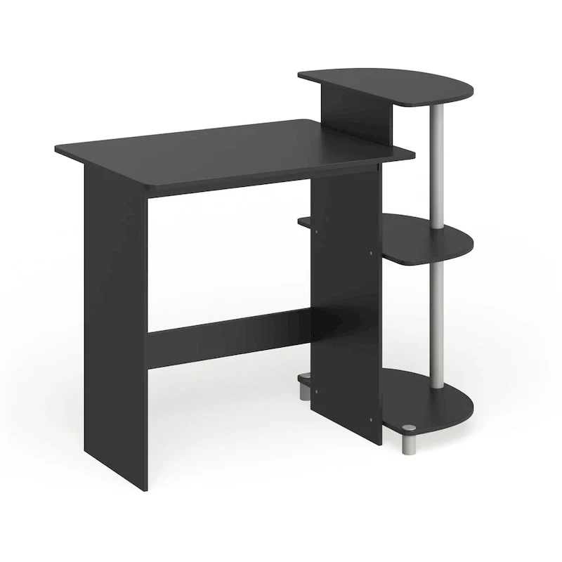Porch & Den Baruch Compact Modern Wood Computer Desk with Shelves