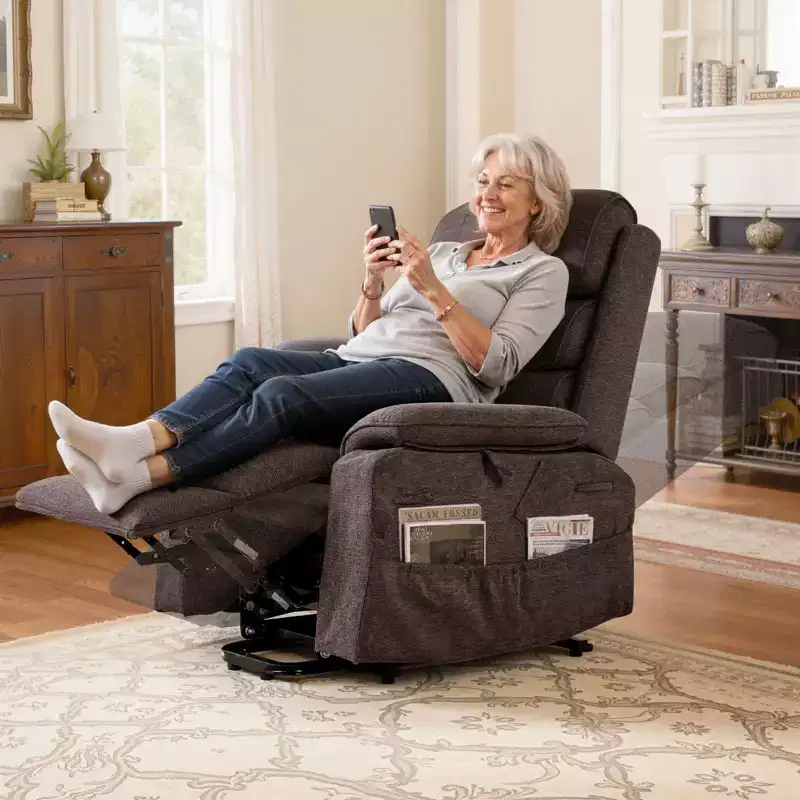 VEVOR Power Lift Recliner Chair, Dual Motor Medium Lift Chair with Heat and Massage for Elderly, Position Adjustable, Remote Control, Brown