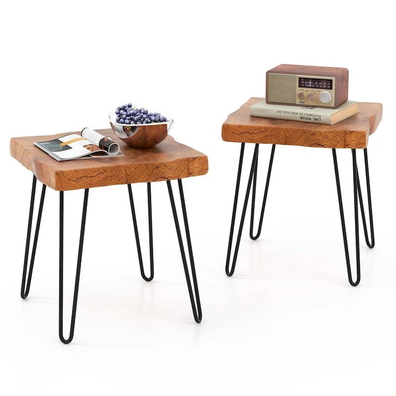 Costway Rectangular End Table Accent Side Reclaimed Indonesia Teak