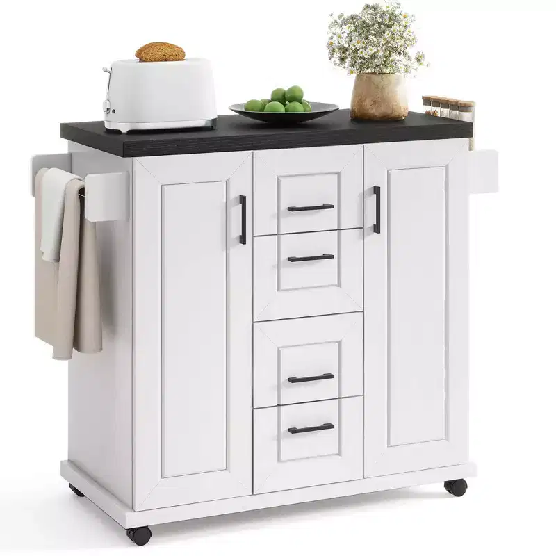 Costway Rolling Kitchen Island Cart on Wheels Mobile Serving Utility Trolley Cart