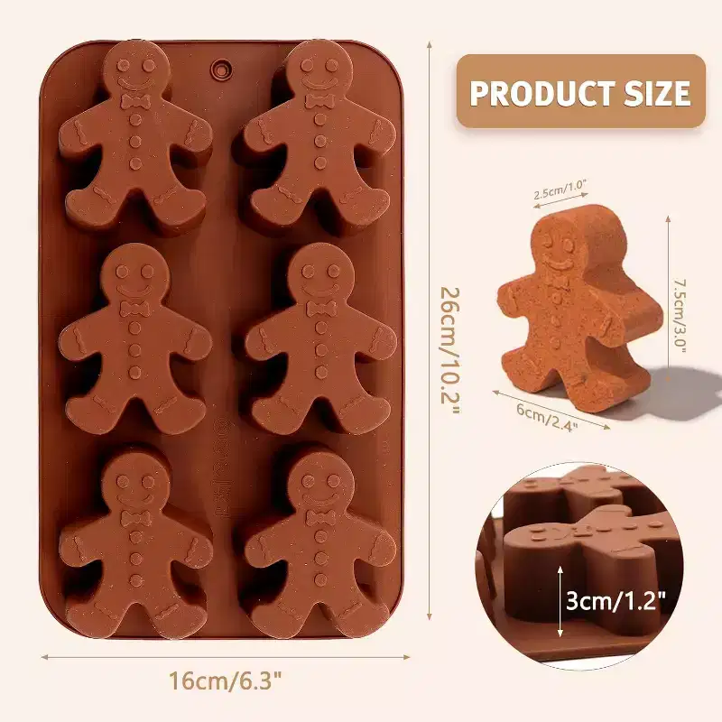 JDICTION Meltset Silicone Baking Mold Gingerbread Man Chocolate & Candy Mold for DIY Soap, Fondant, Cake Decorating