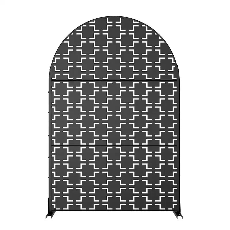 Black Arched Galvanized Steel Screen 183x120x40cm