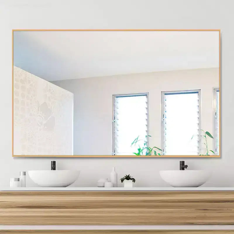 51x31 Aluminum Fine Edge Right Angle Rectangle Full Length Mirror-Without Stand