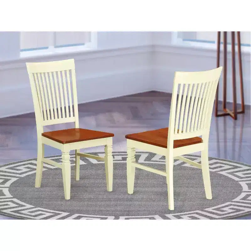 HomeStock Renaissance Rhapsody Dining Wood Seat Chair with Slatted Back