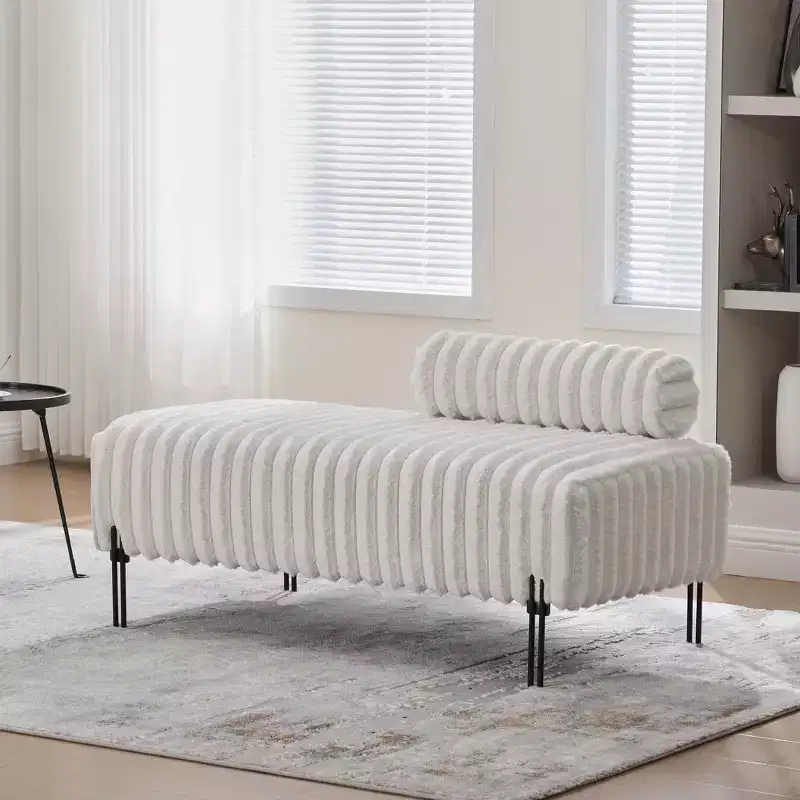 TUYOHW Modern 2-Seater Loveseat Bench with Adjustable Back Upholstered Entryway Bench with Metal Legs End of Bed Bench for Living Room, Bedroom