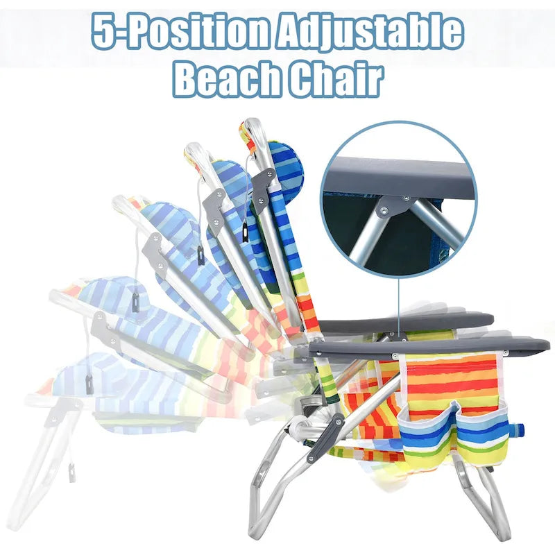 Folding Beach Backpack Chair Reclining Camping Chair with Pillow