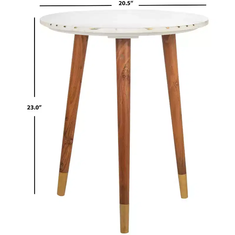 Valerie Marble Accent Table - ACC7202 - White/Brass - Safavieh