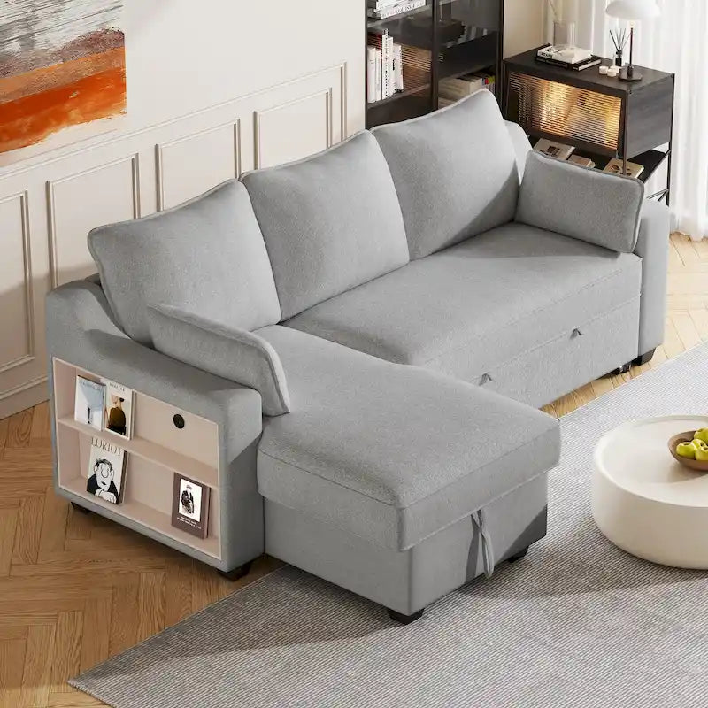 MERAX L-Shaped Couch Convertible Sofa Bed with Storage Chaise