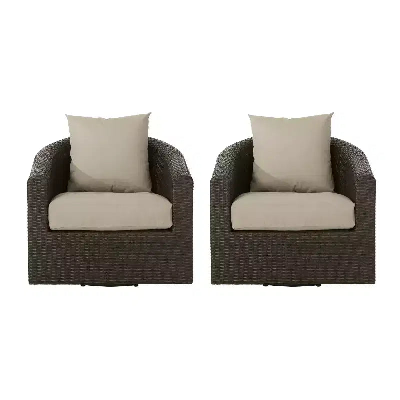 Christopher Knight Home Darius Outdoor Wicker Swivel Club Chairs with Cushion (Set of 2)
