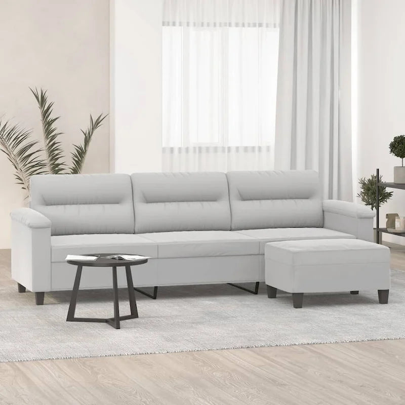 Modern Accent Upholstered Chair with Footstool Microfiber Fabric