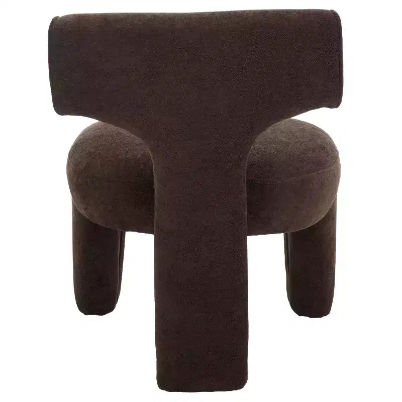 Linen Upholstered Accent Chair - Armless, Wood Frame, Warm Brown