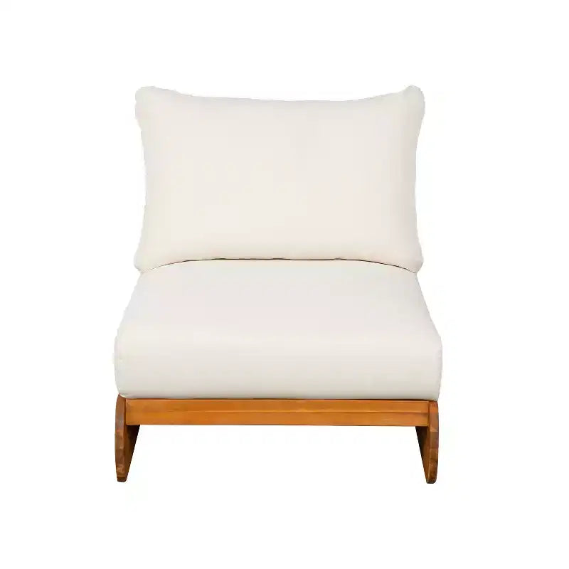 ModernLuxe Outdoor Lounge Chair, Acacia Wood Patio Accent Club Chair with Water-Resistant Cushions