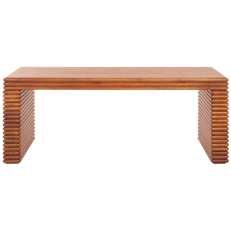 Virginie Coffee Table | Natural Wood Base & Gold Legs | 41x18x16 | Modern Chic