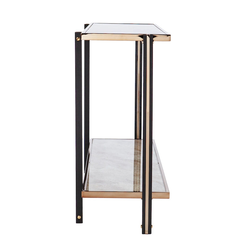 Transitional Champagne Metal Console Table - Entryway Sofa Table for Living Room
