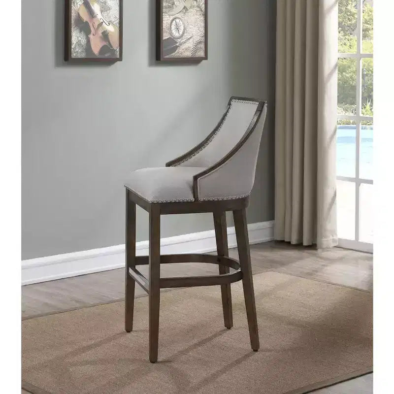 26 Upholstered Barstool in Drift Brown, Solid Birch