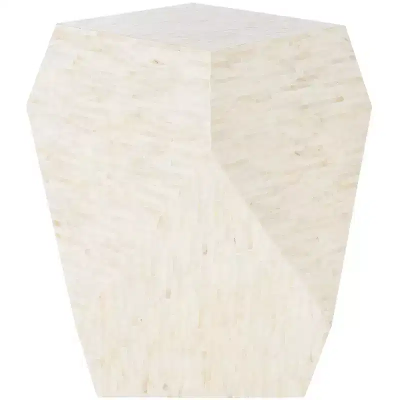 Mosaic Geometric Side Table Light Beige Lacquered