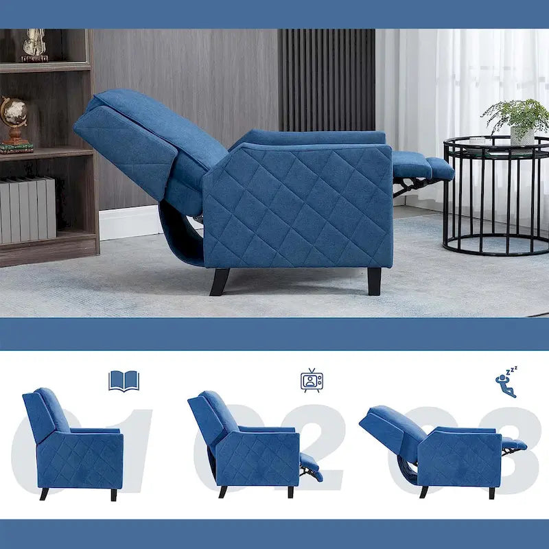 Push Back Recliner Chair with Linen Wing Back