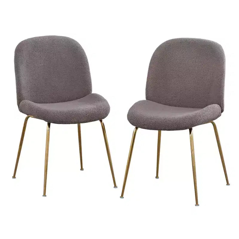 Set of 2 Upholstered Modern Dining Chairs - Armless, Curved Back