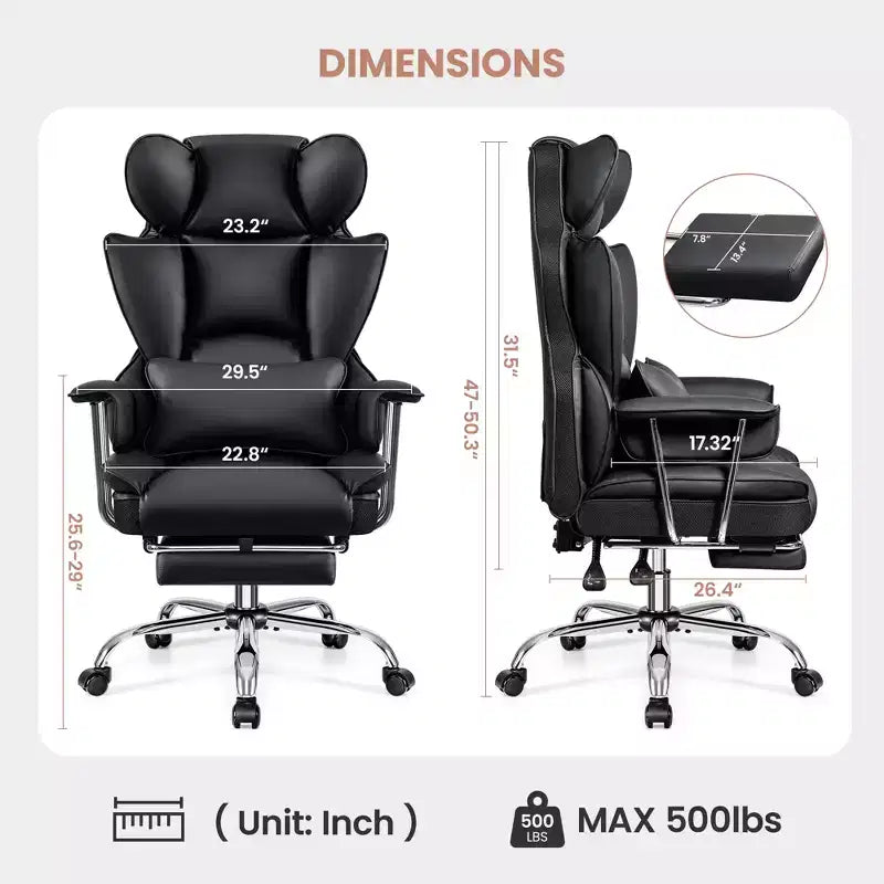 ERDOM Office Desk Chair, Big and Tall Executive Chair with Footrest, Ergonomic Reclining High Back Support