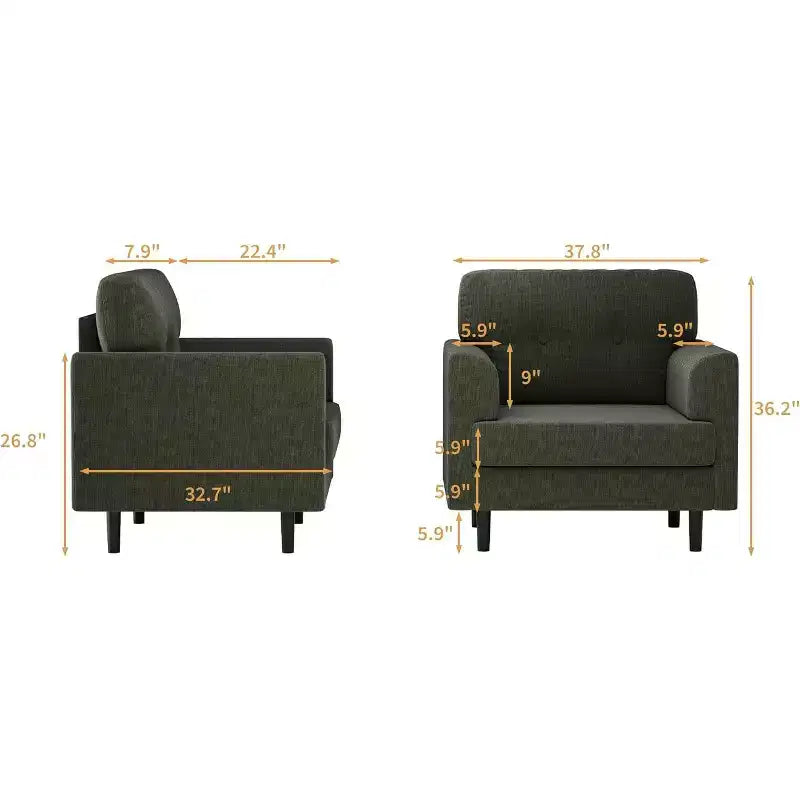 COZONY Linen Upholstered Accent Chair, High Density Foam Reading Lounge Chair for Living Room Bedroom Office