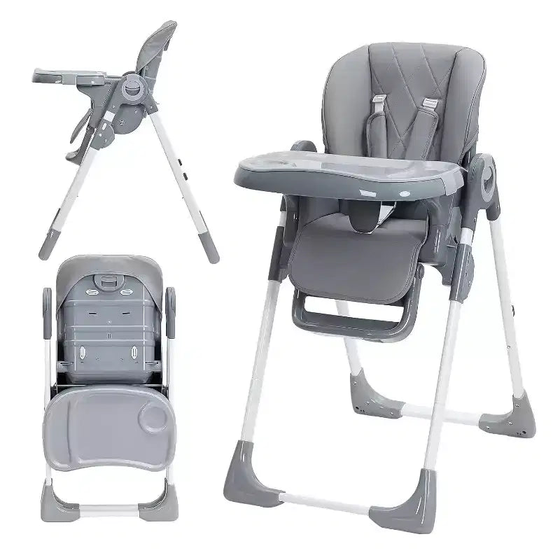 Acekool Baby High Chair for Toddlers, Foldable Adjustable Height & Recline Highchair with Removable Tray for Easy Cleaning, Purple