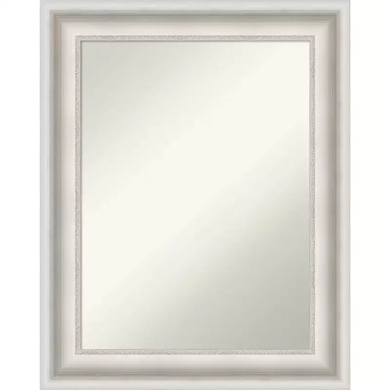 Framed Wall Mirror – White Ornate Frame, 24 x 30 Inch