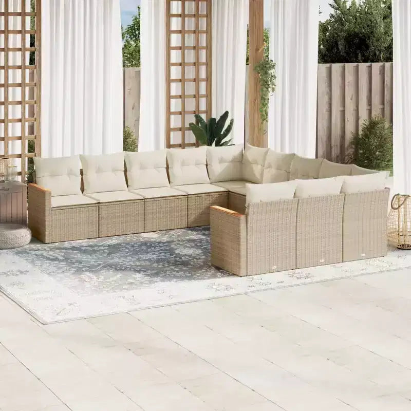 vidaXL Garden Sofa Set with Cushions - Mix Poly Rattan