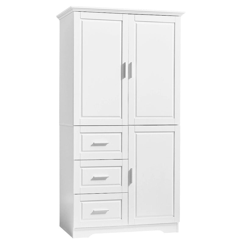 Tall and Wide Storage Cabinet with Doors for Bathroom, Three Drawers
