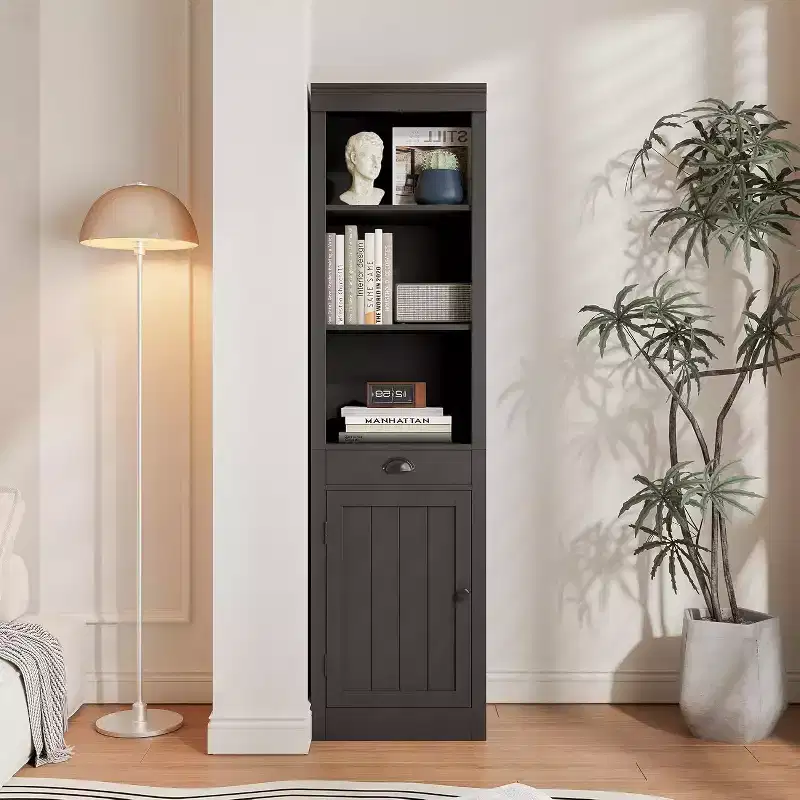 Acekool 71 Tall Bookcase with Cabinet, 3-Shelf Bookcase and Adjustable Storage, Modern Organizer