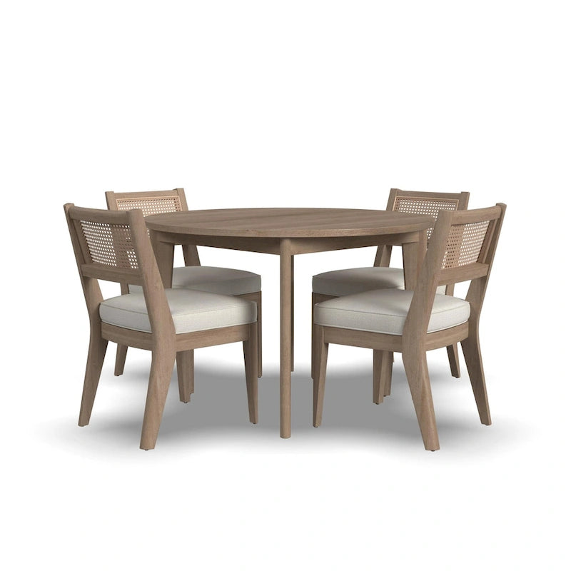 Brentwood 5-Piece Brown Wood Round Table and Cane Back Chair Dining Set - 47 x 30 x 47