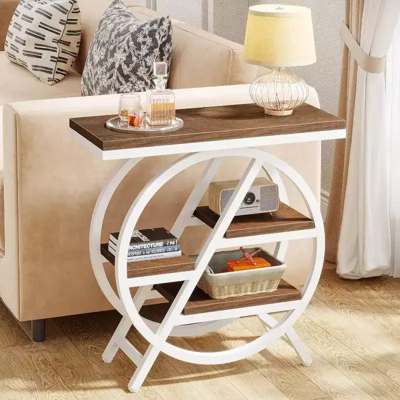 Tribesigns 3 Tier Wood End Table, Narrow Side Table with Storage, Sofa Side Table for Bedroom Living Room