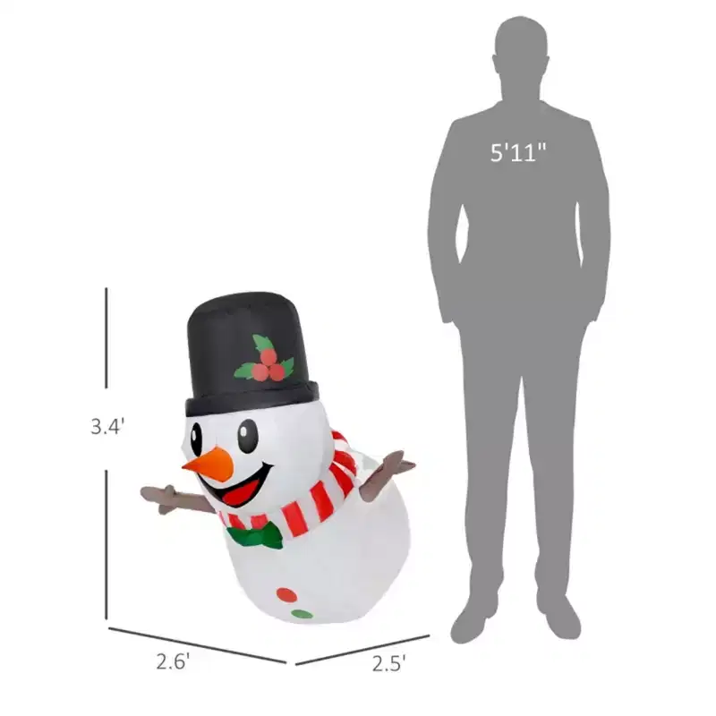 NAYSAYE 3FT Hanging Snowman Inflatable Christmas Decoration Festive Holiday Yard Display for Home Garden, 31.5*29.5*41.3