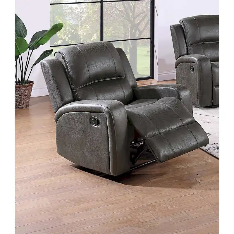 Single Recliner Chair with Square Arms and Horizontal Tufting