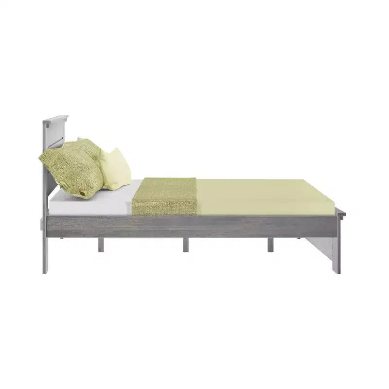 Twin Bed Frame with Panel Headboard, Modern Farmhouse Solid Wood Platform Bed