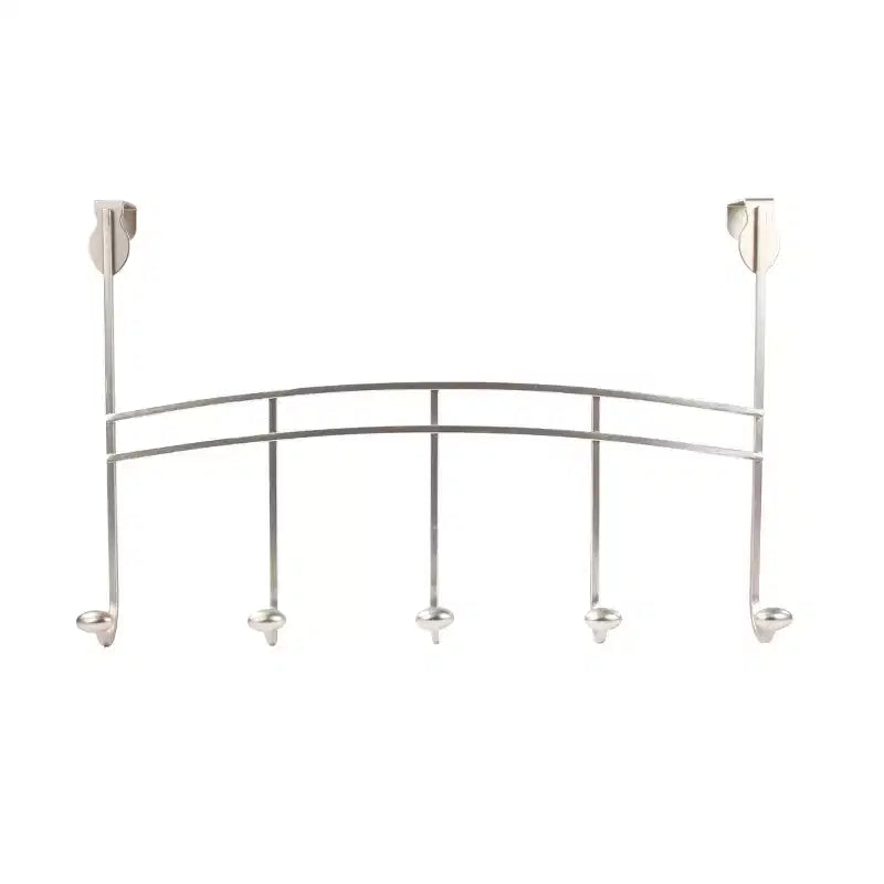 Stainless Steel Over-The-Door 5-Hook Rack, Silver