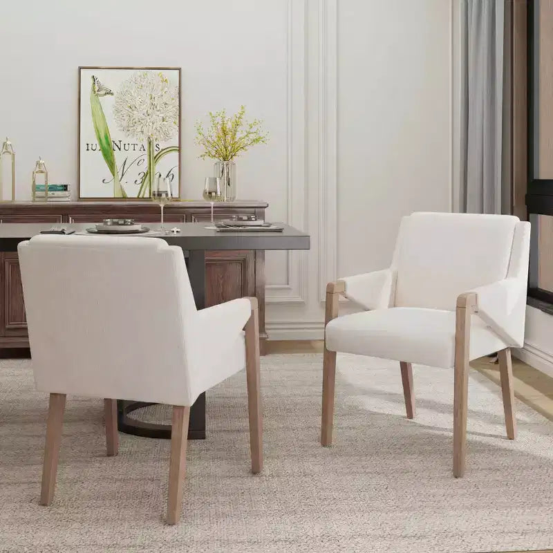 Christopher Knight Home Nattapong Modern Rubberwood Linen Upholstered Dining Chairs (Set of 2)