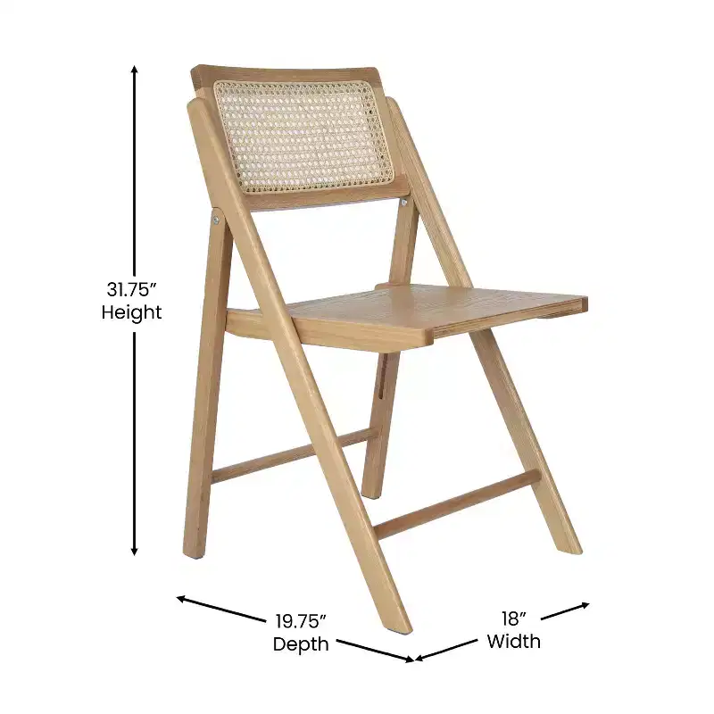 Merrick Lane Set of 2 Cane Rattan Folding Chairs
