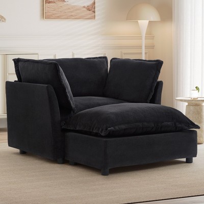 GDFStudio Becky Modern 47 Armchair Sofa with Movable Ottoman