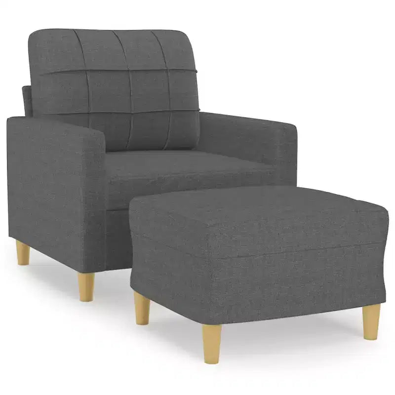 vidaXL Sofa Chair Accent Upholstered Single Sofa Chair with Footstool Fabric
