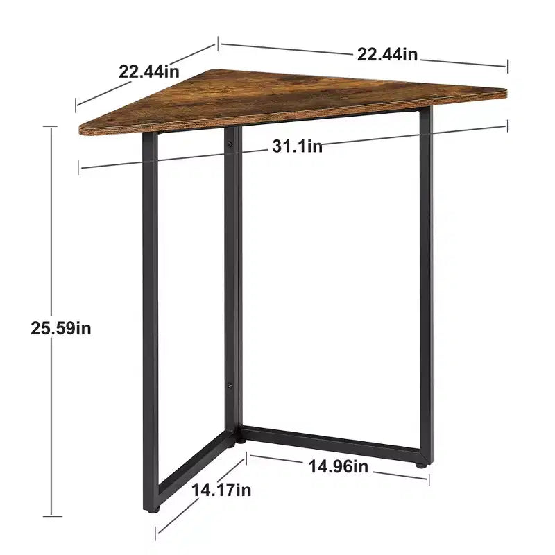 VECELO Corner Shelf, Triangle Shelves End/Side Table with Metal Frame for Living Room, Small Space, Brown/Gray