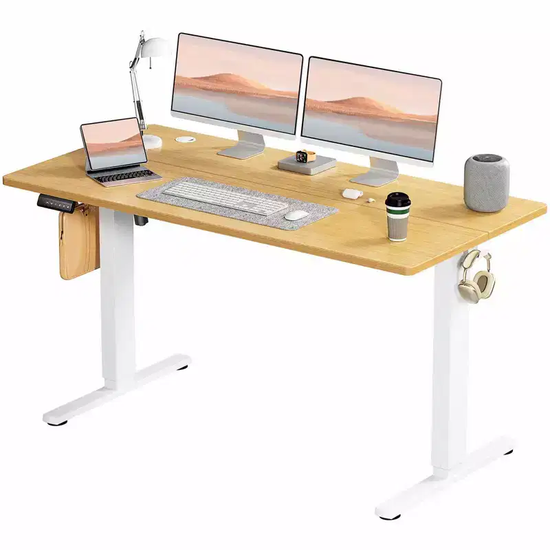 Ergonomic Height Adjustable Table with T-Shaped Metal Bracket Modern Computer Workstations