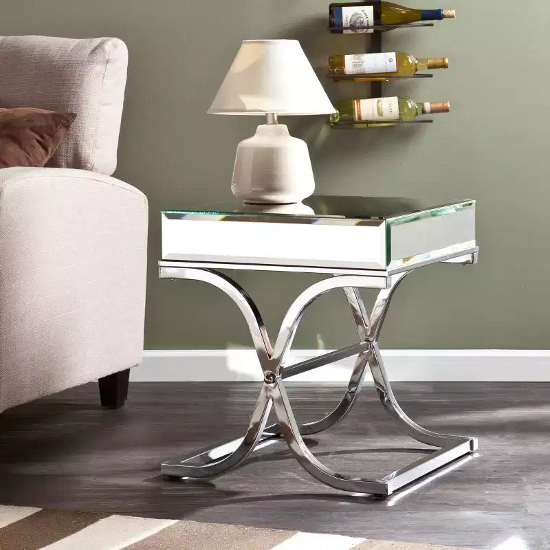 Ava Mirrored End Table - Silver - SEI