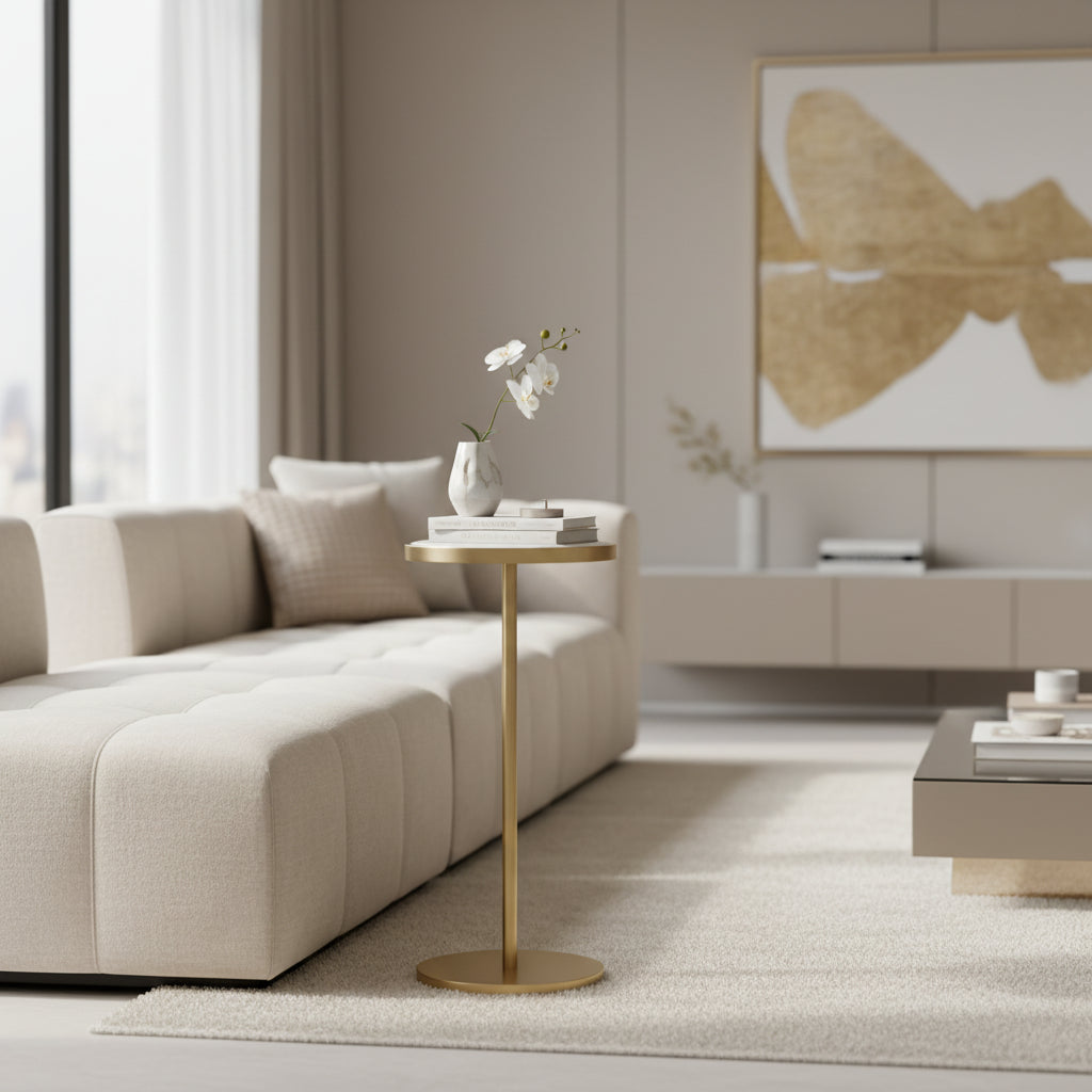 Round Side Table - Gold/Mirror